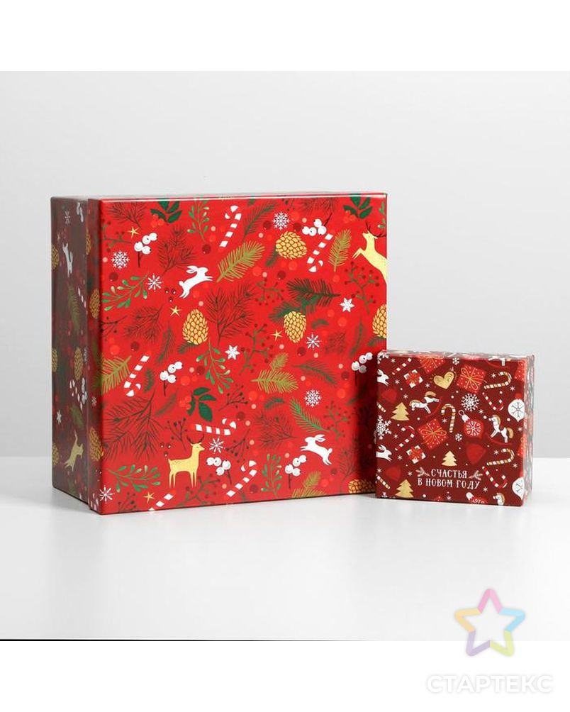 Набор подарочных коробок 10 в 1 «Новогодний», 10.2 × 10.2 × 6‒28.2 × 28.2 × 15 см арт. СМЛ-89183-1-СМЛ0005047030 5