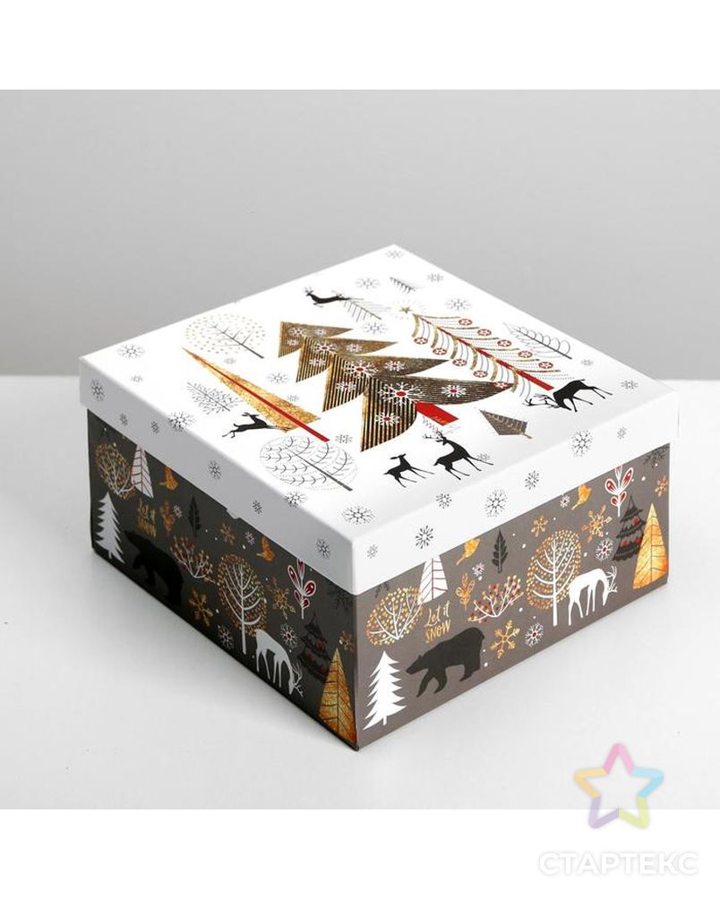 Набор подарочных коробок 10 в 1 «Новогодний», 10.2 × 10.2 × 6‒28.2 × 28.2 × 15 см арт. СМЛ-89183-1-СМЛ0005047030 6