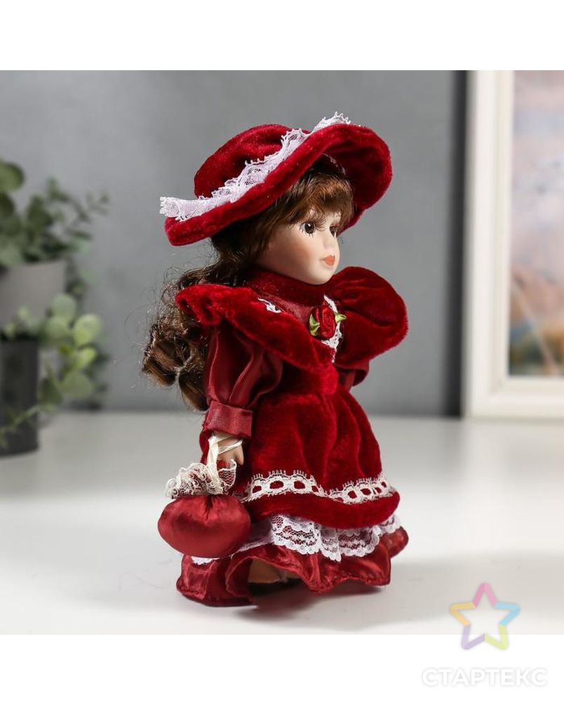 Кукла коллекционная керамика "Малышка Ксюша в платье цвета вина" 20 см арт. СМЛ-137563-1-СМЛ0005053239 2