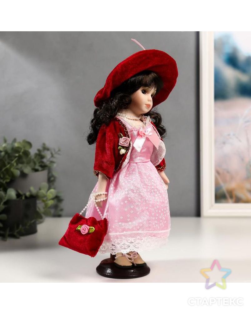 Кукла коллекционная керамика "Таисия в розовом платье и красном кардигане" 30 см арт. СМЛ-137566-1-СМЛ0005053242 2