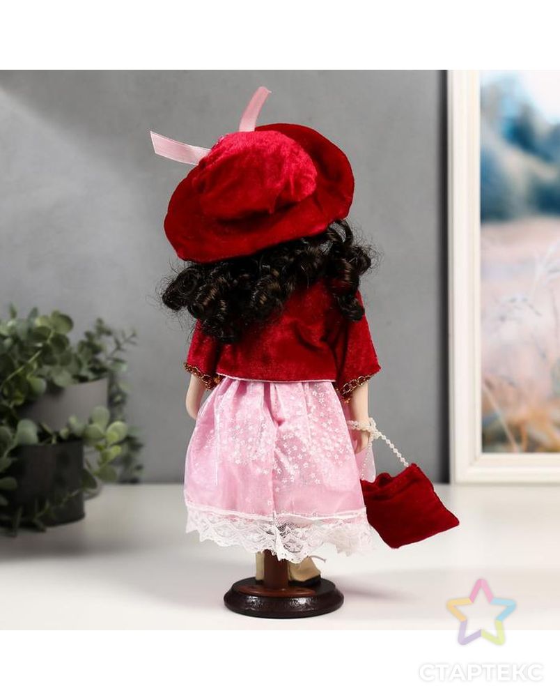 Кукла коллекционная керамика "Таисия в розовом платье и красном кардигане" 30 см арт. СМЛ-137566-1-СМЛ0005053242 4