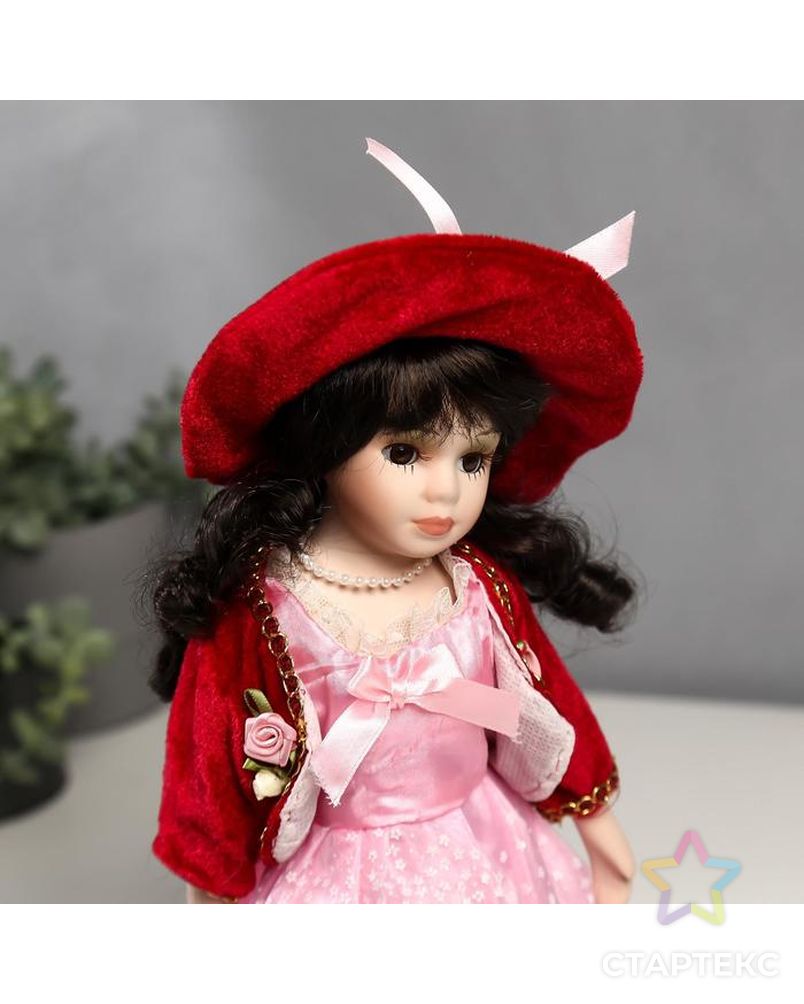 Кукла коллекционная керамика "Таисия в розовом платье и красном кардигане" 30 см арт. СМЛ-137566-1-СМЛ0005053242 5