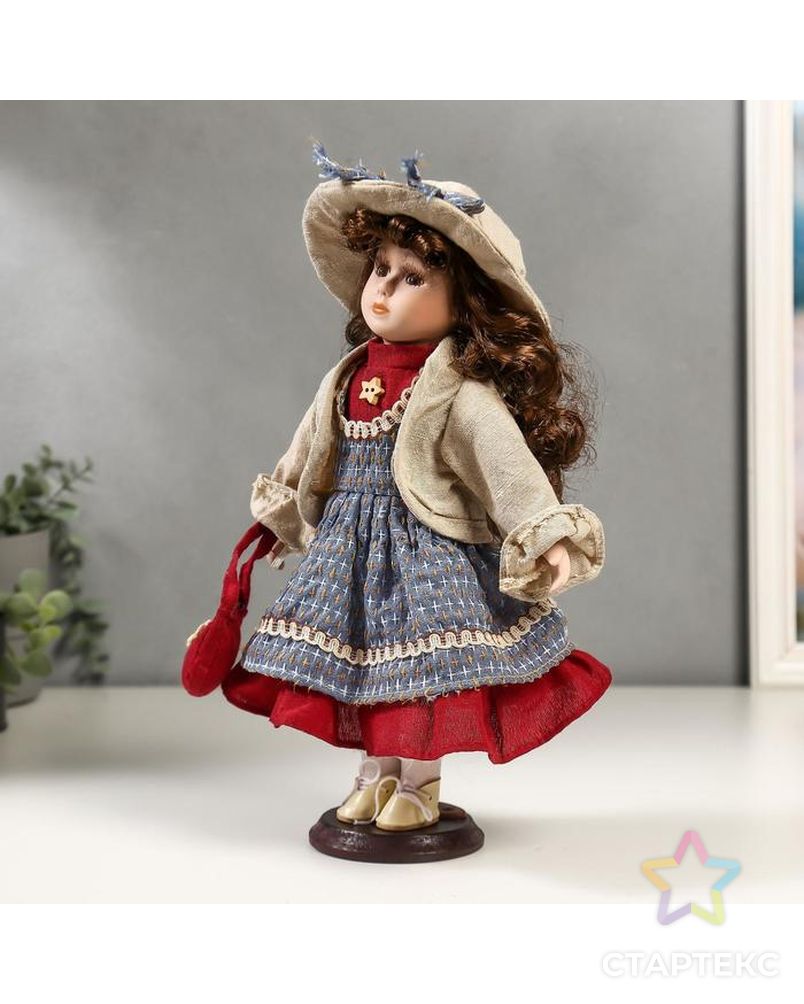 Кукла коллекционная керамика "Кристина в синем платье и бежевой курточке" 30 см арт. СМЛ-136852-1-СМЛ0005053243 3