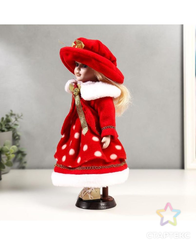 Кукла коллекционная керамика "Рита в красном платье в горох" 30 см арт. СМЛ-136854-1-СМЛ0005053249 3