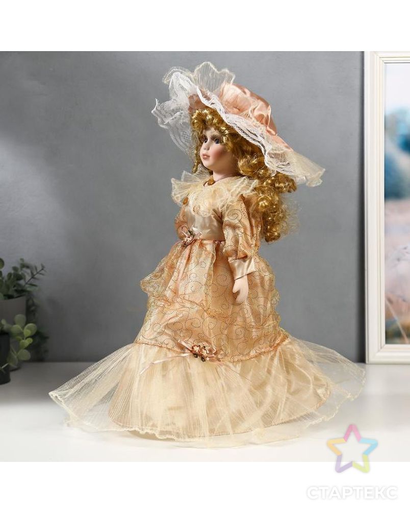 Кукла коллекционная керамика "Клариса в карамельном платье с рюшами" 40 см арт. СМЛ-137571-1-СМЛ0005053250