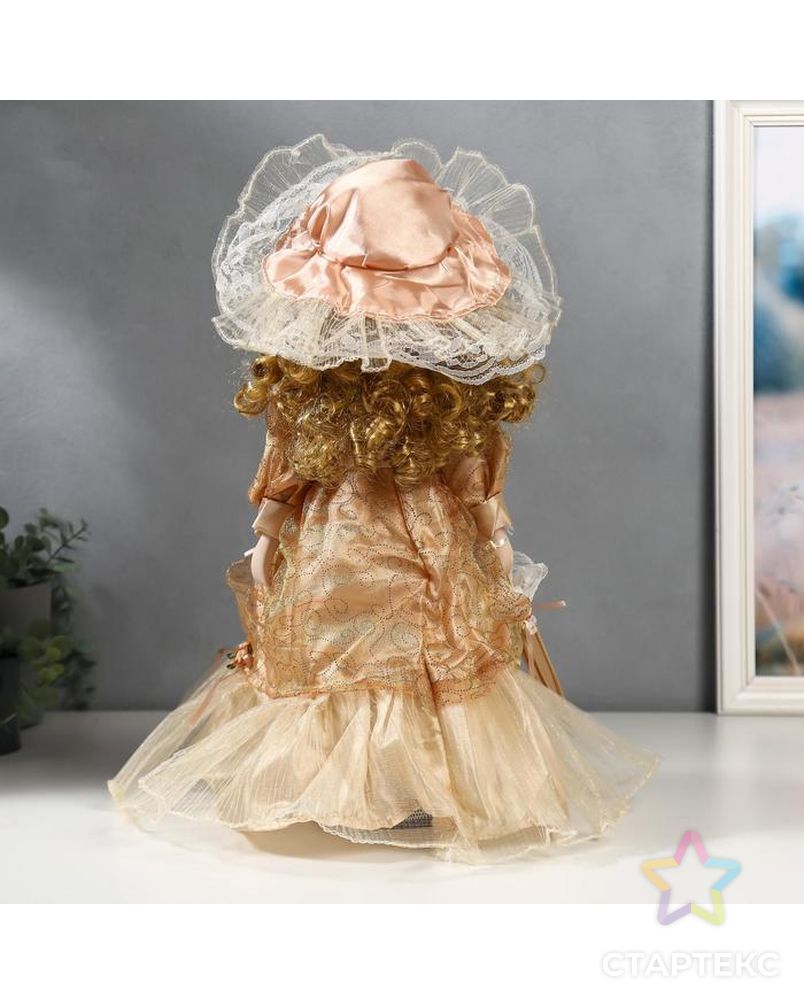 Кукла коллекционная керамика "Клариса в карамельном платье с рюшами" 40 см арт. СМЛ-137571-1-СМЛ0005053250