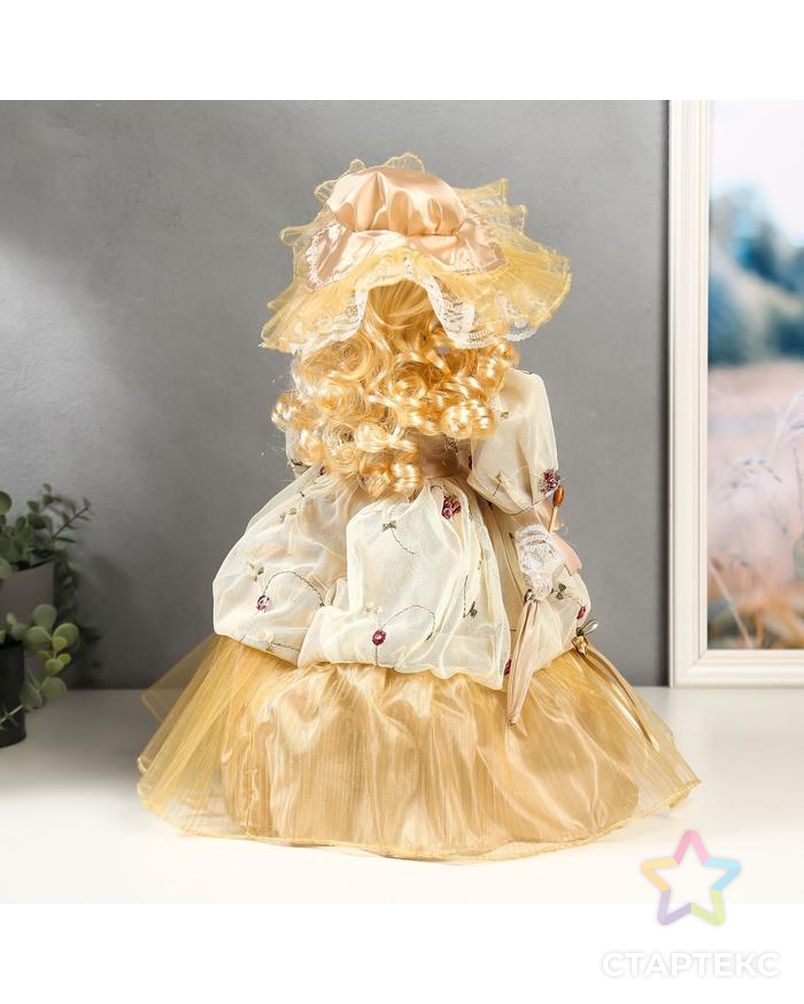 Кукла коллекционная керамика "Евгения в сливочном платье" 40 см арт. СМЛ-136855-1-СМЛ0005053253