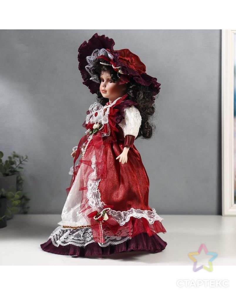 Кукла коллекционная керамика "Клара в вишневом платье" 40 см арт. СМЛ-137574-1-СМЛ0005053254 3