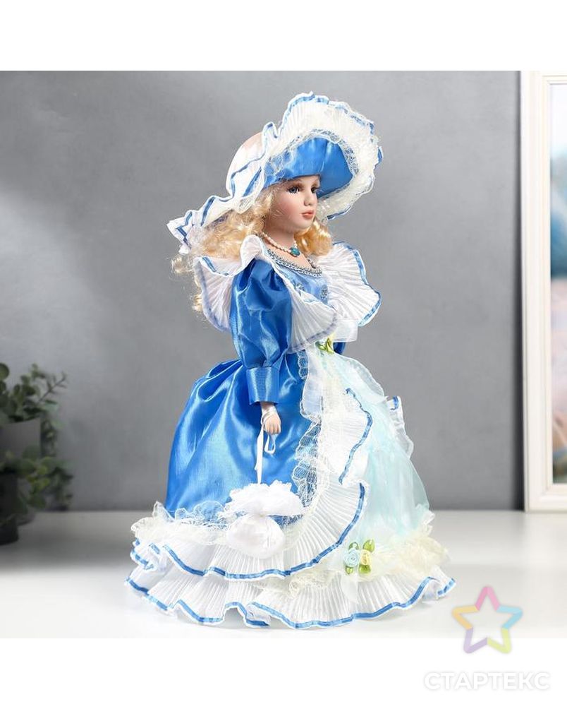 Кукла коллекционная керамика "Настя в ярко-голубом платье" 40 см арт. СМЛ-137575-1-СМЛ0005053255 2