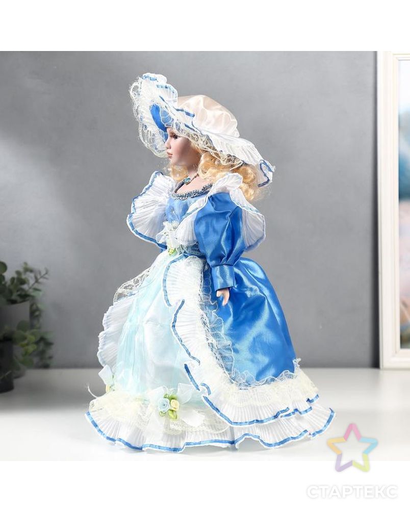 Кукла коллекционная керамика "Настя в ярко-голубом платье" 40 см арт. СМЛ-137575-1-СМЛ0005053255 3