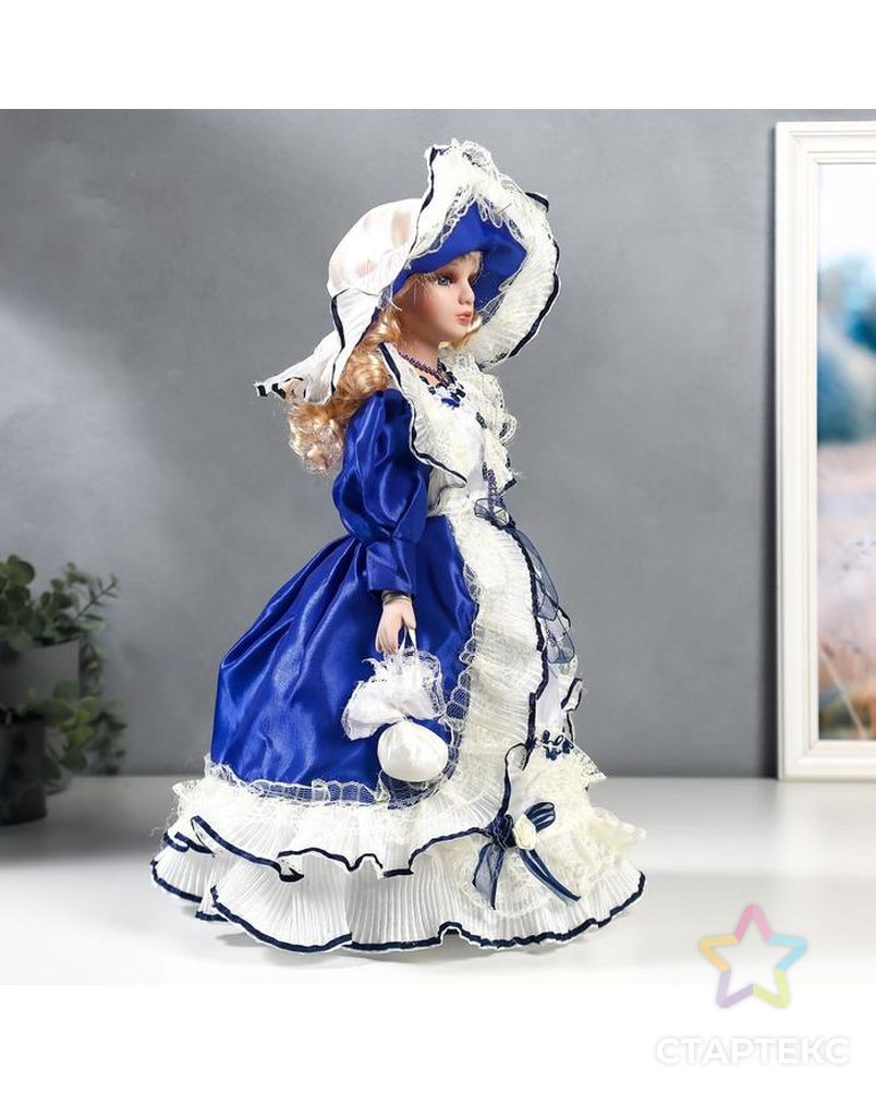 Кукла коллекционная керамика "Полина в синем платье" 40 см арт. СМЛ-137576-1-СМЛ0005053256 2