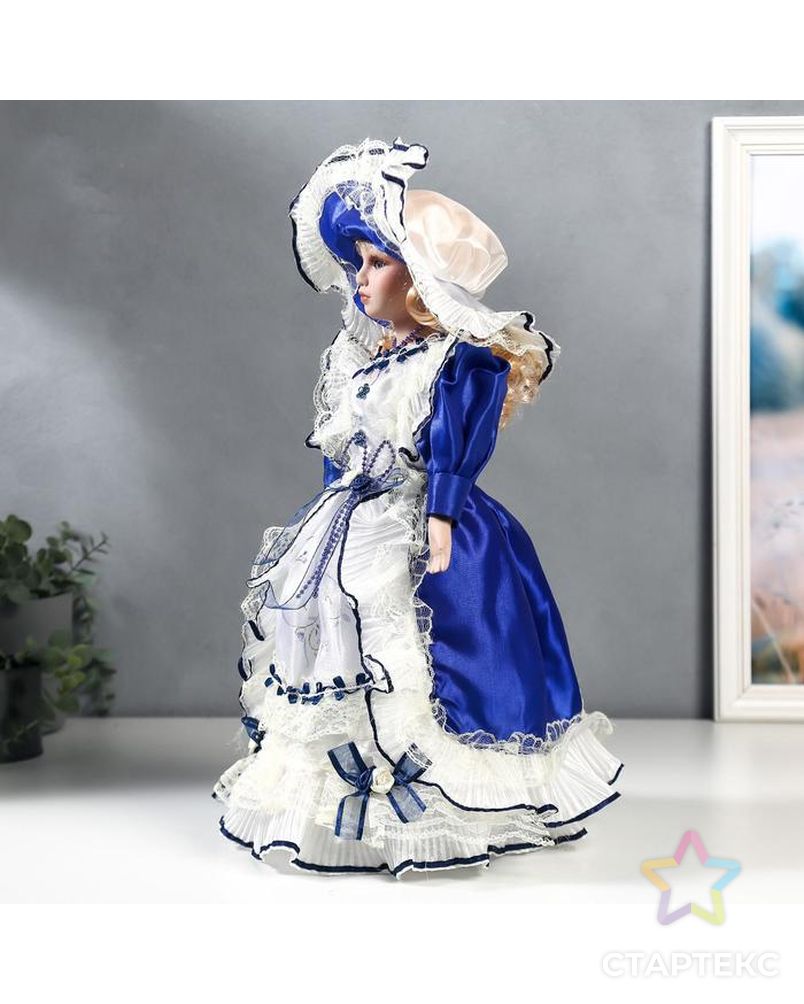 Кукла коллекционная керамика "Полина в синем платье" 40 см арт. СМЛ-137576-1-СМЛ0005053256 3