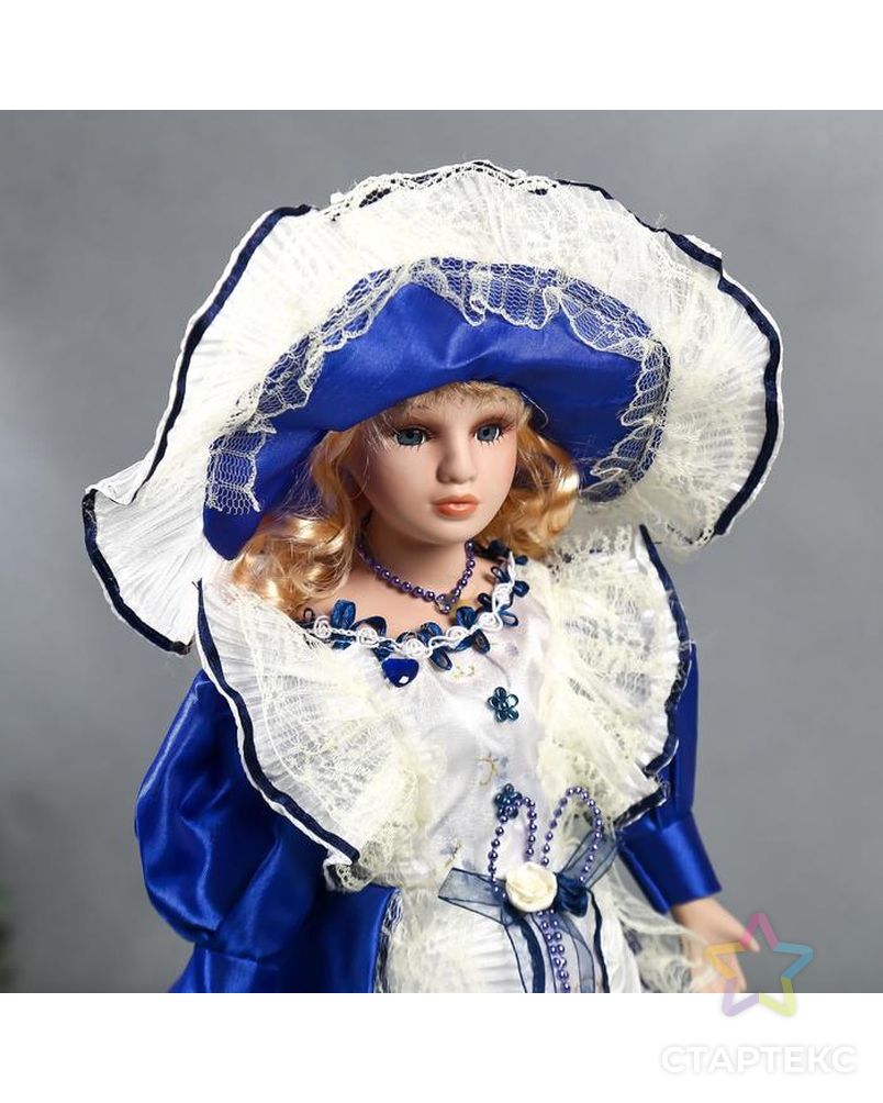 Кукла коллекционная керамика "Полина в синем платье" 40 см арт. СМЛ-137576-1-СМЛ0005053256 5