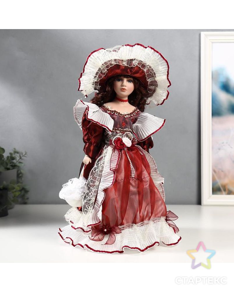 Кукла коллекционная керамика "Алёна в платье бордо" 40 см арт. СМЛ-137578-1-СМЛ0005053258 1