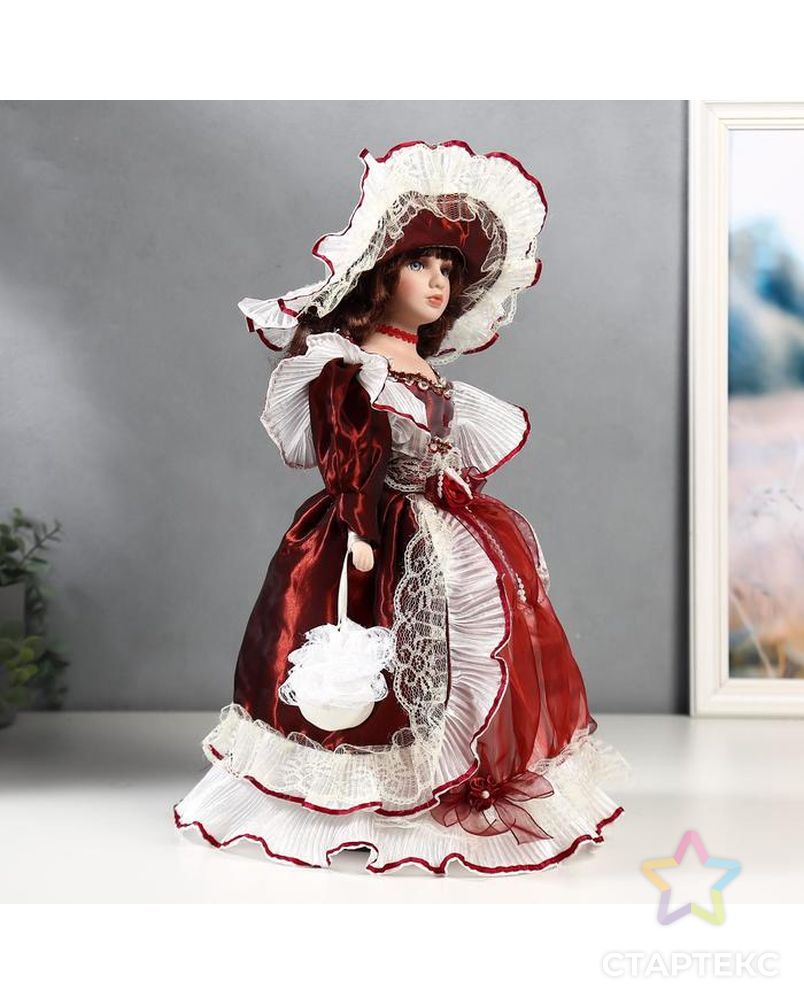 Кукла коллекционная керамика "Алёна в платье бордо" 40 см арт. СМЛ-137578-1-СМЛ0005053258 2