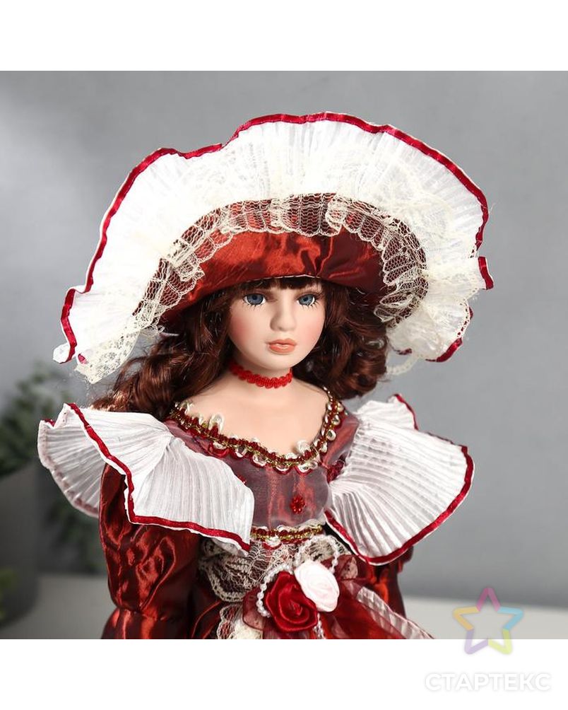 Кукла коллекционная керамика "Алёна в платье бордо" 40 см арт. СМЛ-137578-1-СМЛ0005053258 5