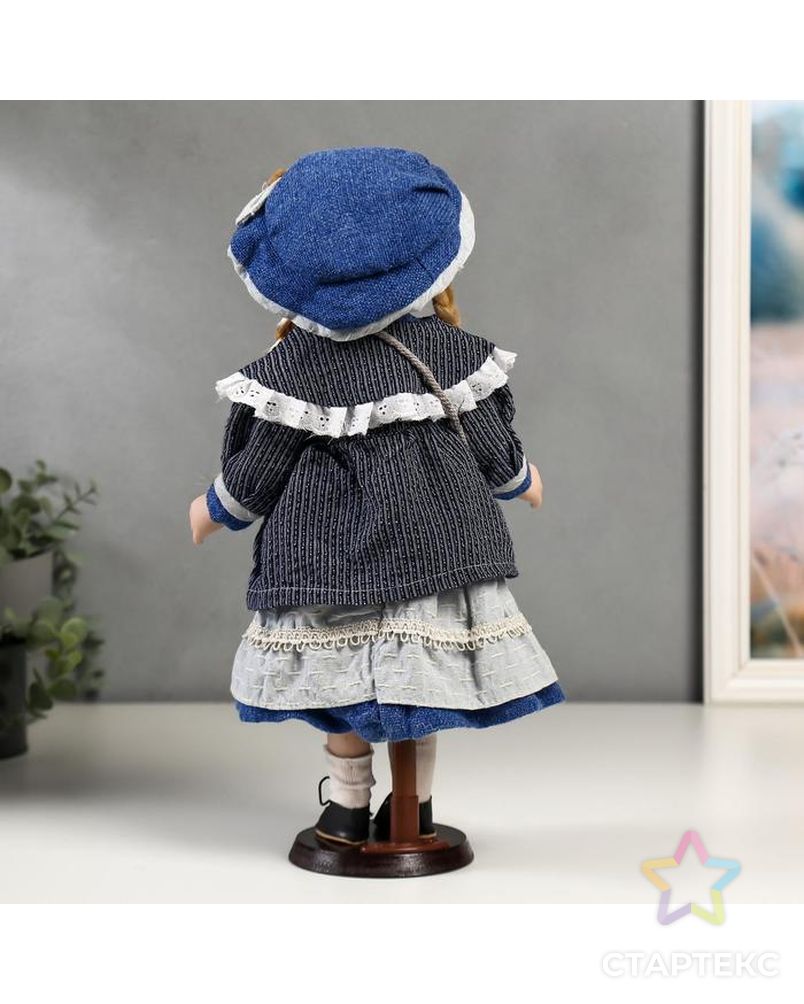 Кукла коллекционная керамика "Танечка в синем платье с передником" 40 см арт. СМЛ-136856-1-СМЛ0005053260 4