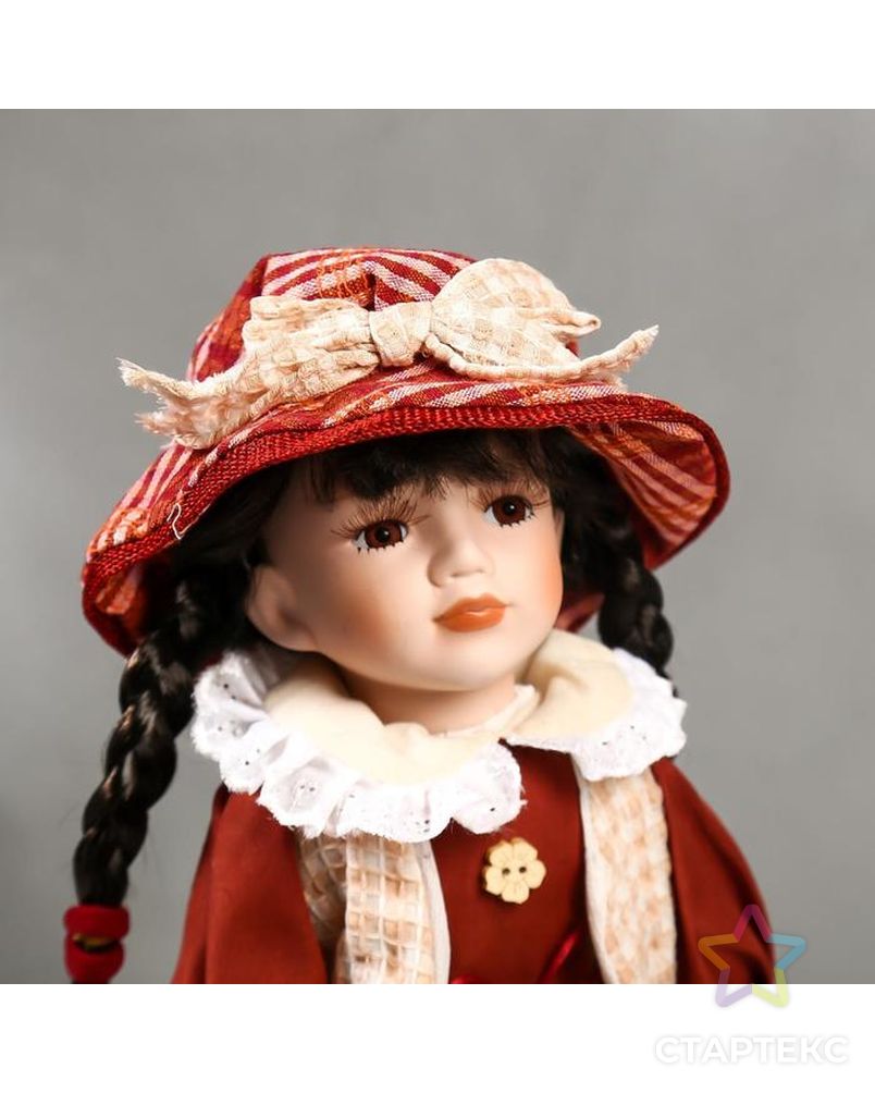 Кукла коллекционная керамика "Иришка в красном платье в клетку" 40 см арт. СМЛ-136857-1-СМЛ0005053261 5
