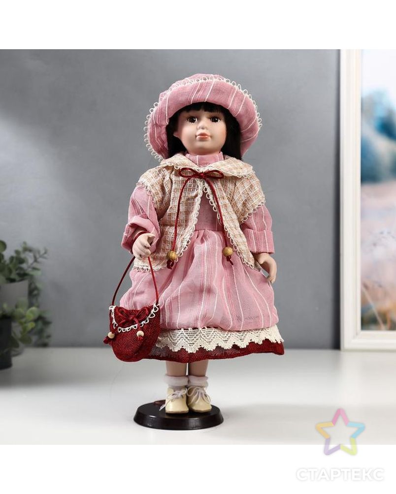 Кукла коллекционная керамика "Машенька в розовом платье и бежевой накидке" 40 см арт. СМЛ-137580-1-СМЛ0005053264 1