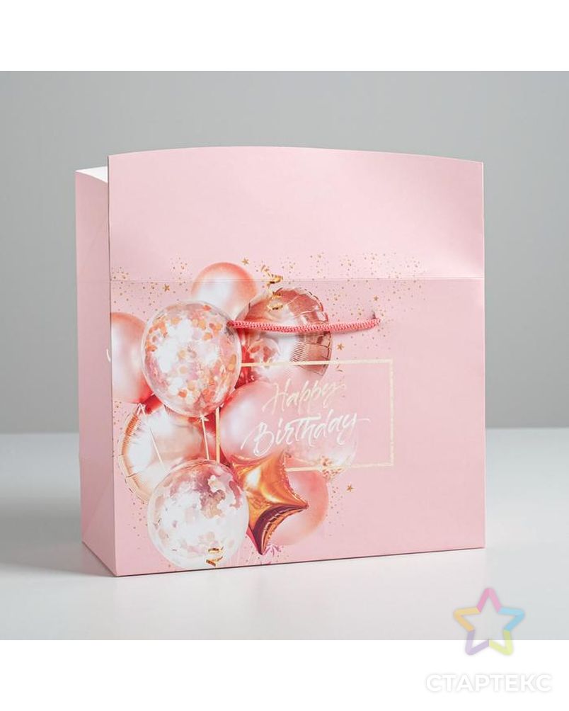 Пакет—коробка Happy birthday, 28 × 20 × 13 см арт. СМЛ-116144-1-СМЛ0005053596 4