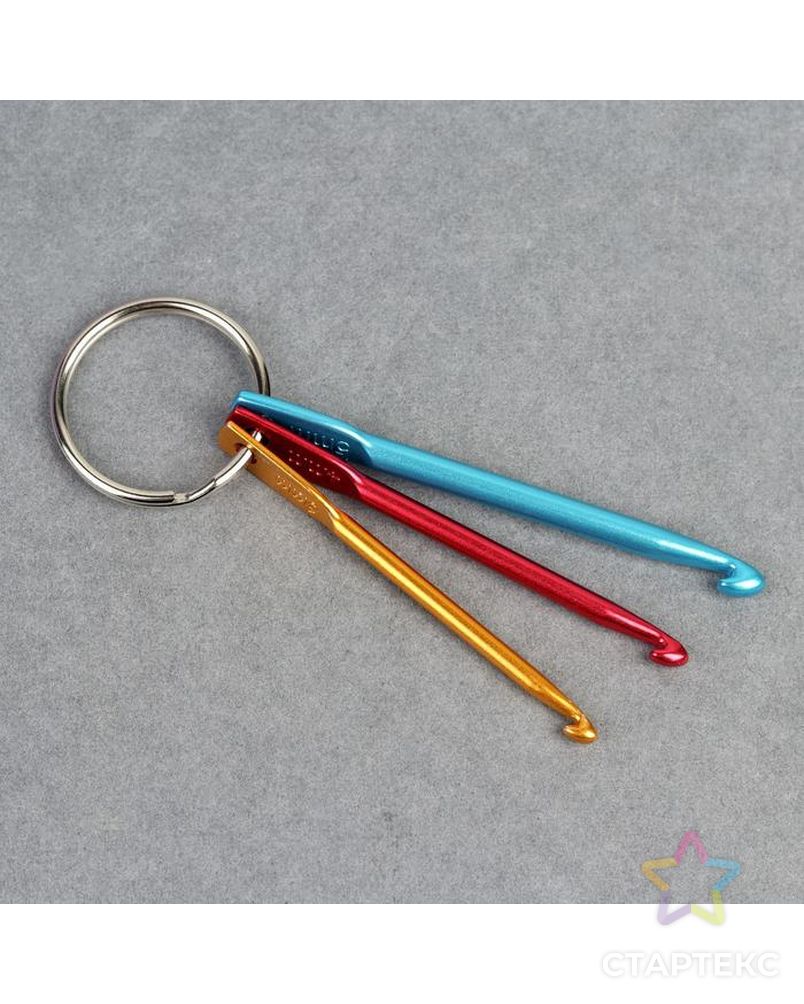 Набор крючков для вязания на кольце, d=3-5 мм, 7/7,3/8 см, 3 шт, МИКС арт. СМЛ-39105-1-СМЛ0005054433 3