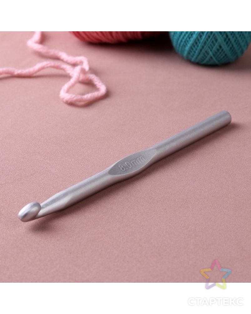 Крючок для вязания, с тефлоновым покрытием, d = 8 мм, 15 см арт. СМЛ-40470-1-СМЛ0005054438 1