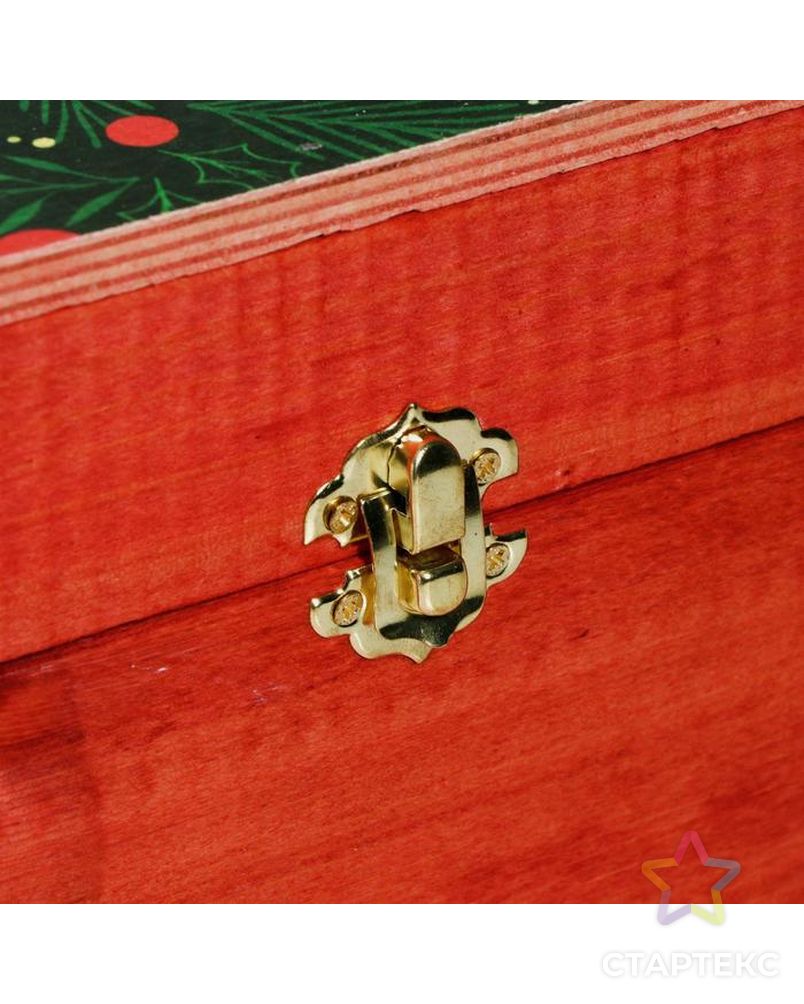 Ящик деревянный Merry Christmas, 35 × 20 × 15 см арт. СМЛ-88739-1-СМЛ0005054549 2