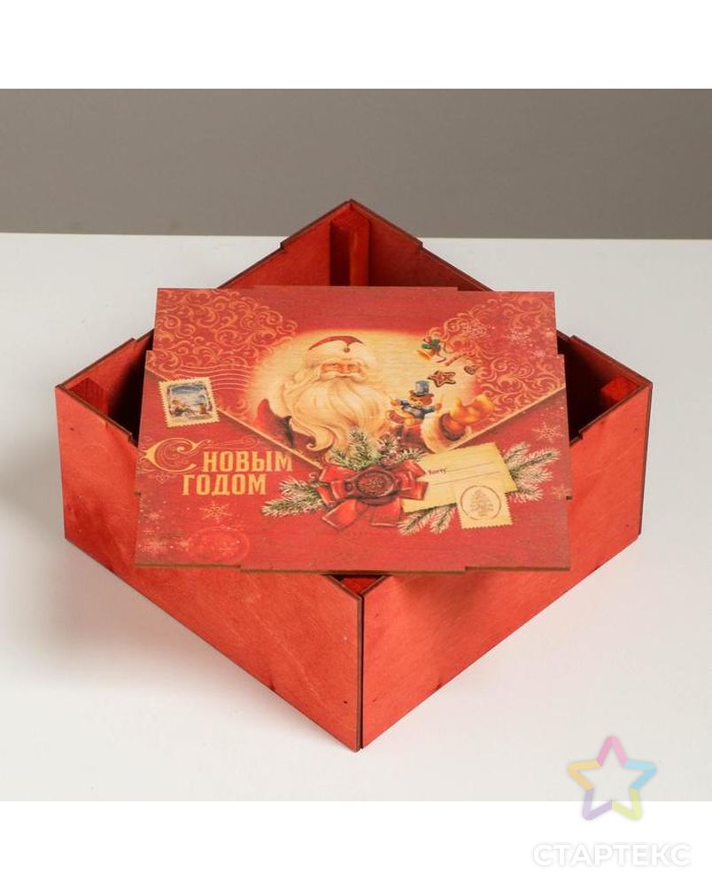 Ящик деревянный «Новогодняя почта», 20 × 20 × 10 см арт. СМЛ-90124-1-СМЛ0005054576 4