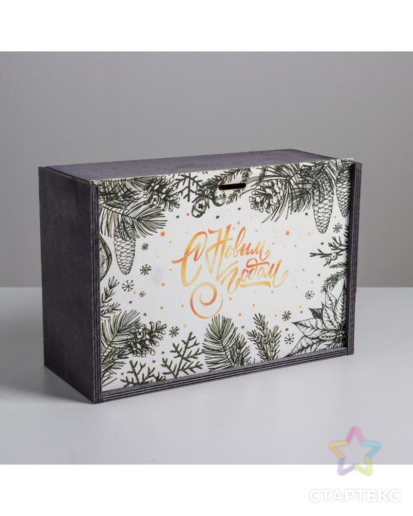Ящик деревянный «Новый год», 20 × 30 × 12 см арт. СМЛ-88788-1-СМЛ0005054602 4