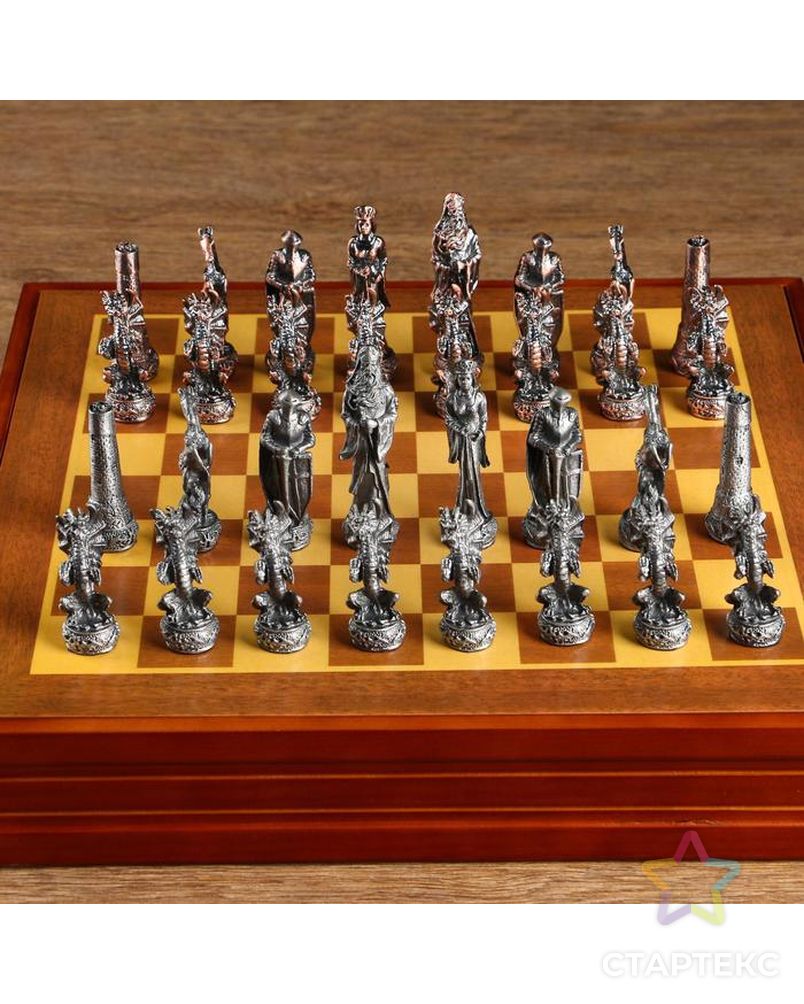 Шахматы "Средневековье" h короля=8 см, пешки=5.6 см. d=2 см, 36х36 см арт. СМЛ-92864-1-СМЛ0005066617 1