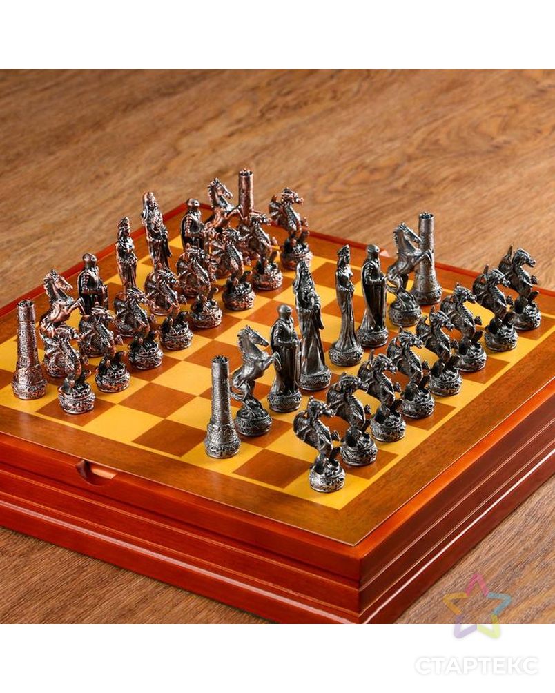 Шахматы "Средневековье" h короля=8 см, пешки=5.6 см. d=2 см, 36х36 см арт. СМЛ-92864-1-СМЛ0005066617 2