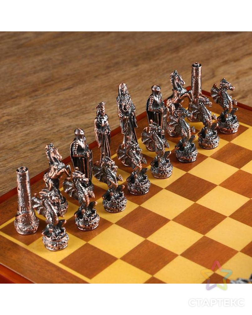Шахматы "Средневековье" h короля=8 см, пешки=5.6 см. d=2 см, 36х36 см арт. СМЛ-92864-1-СМЛ0005066617 3