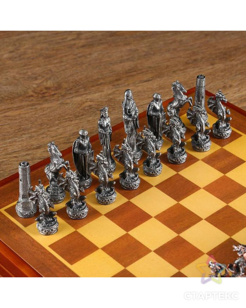 Шахматы "Средневековье" h короля=8 см, пешки=5.6 см. d=2 см, 36х36 см арт. СМЛ-92864-1-СМЛ0005066617 4