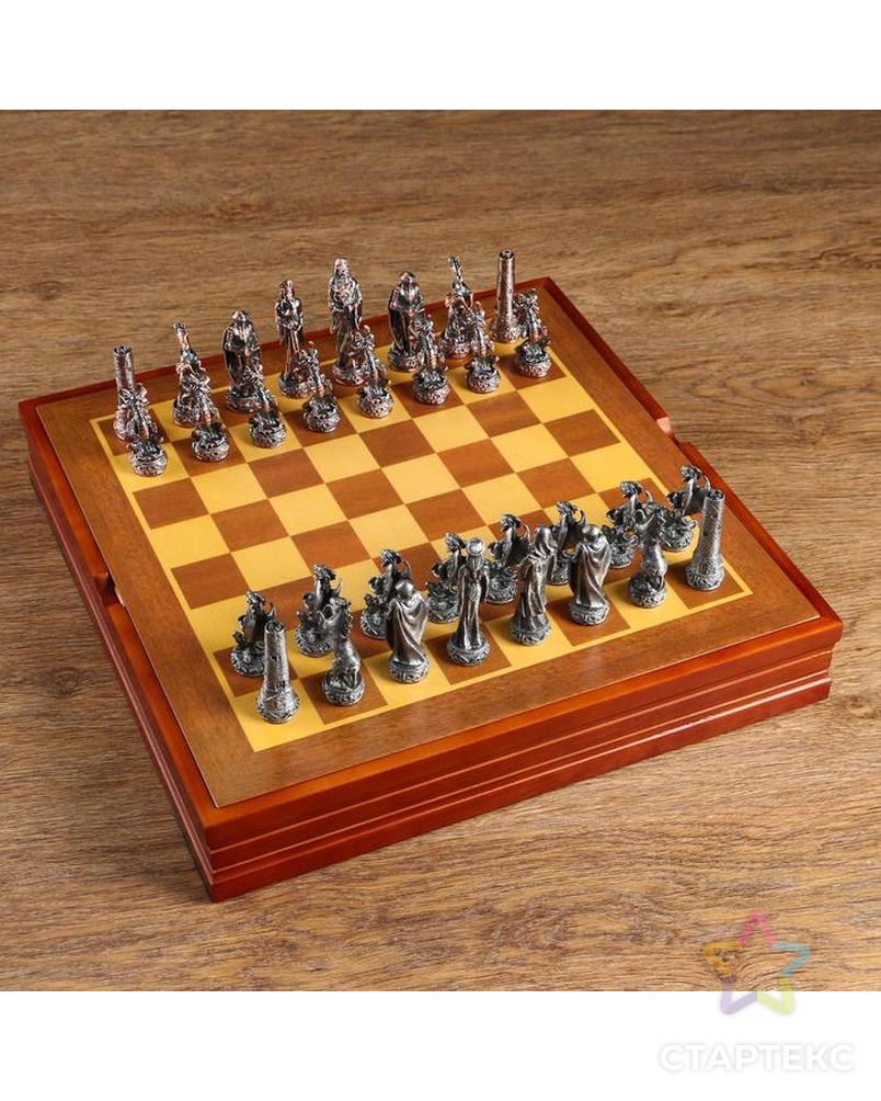 Шахматы "Средневековье" h короля=8 см, пешки=5.6 см. d=2 см, 36х36 см арт. СМЛ-92864-1-СМЛ0005066617 5