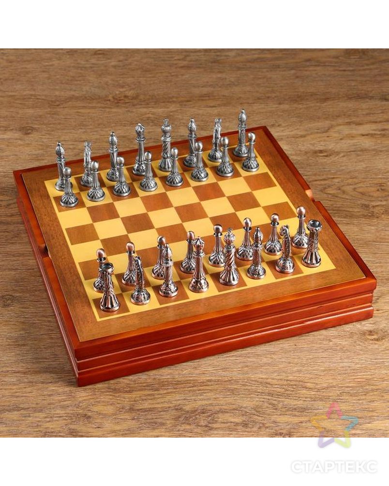 Шахматы сувенирные, h короля=7.8 см, пешки=5.4 см. d=2 см, 36х36 см арт. СМЛ-92866-1-СМЛ0005066619 5