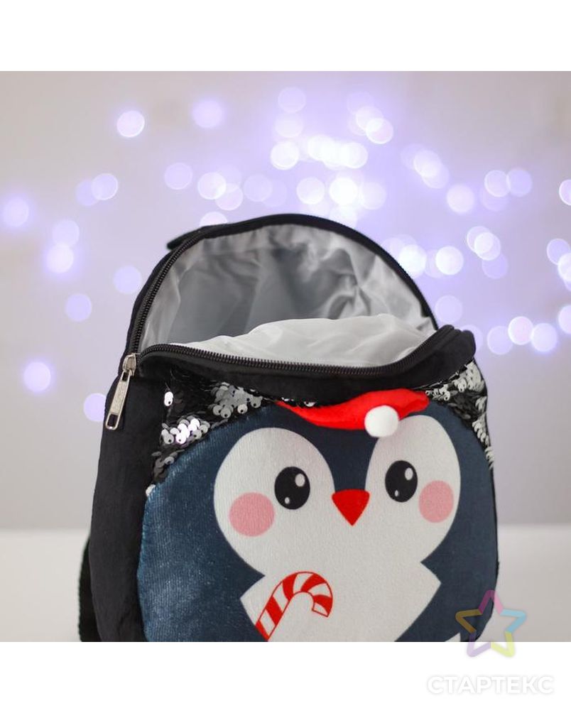 Рюкзак детский новогодний с пайетками «Пингвин» 26х24 см арт. СМЛ-93860-1-СМЛ0005073311 4