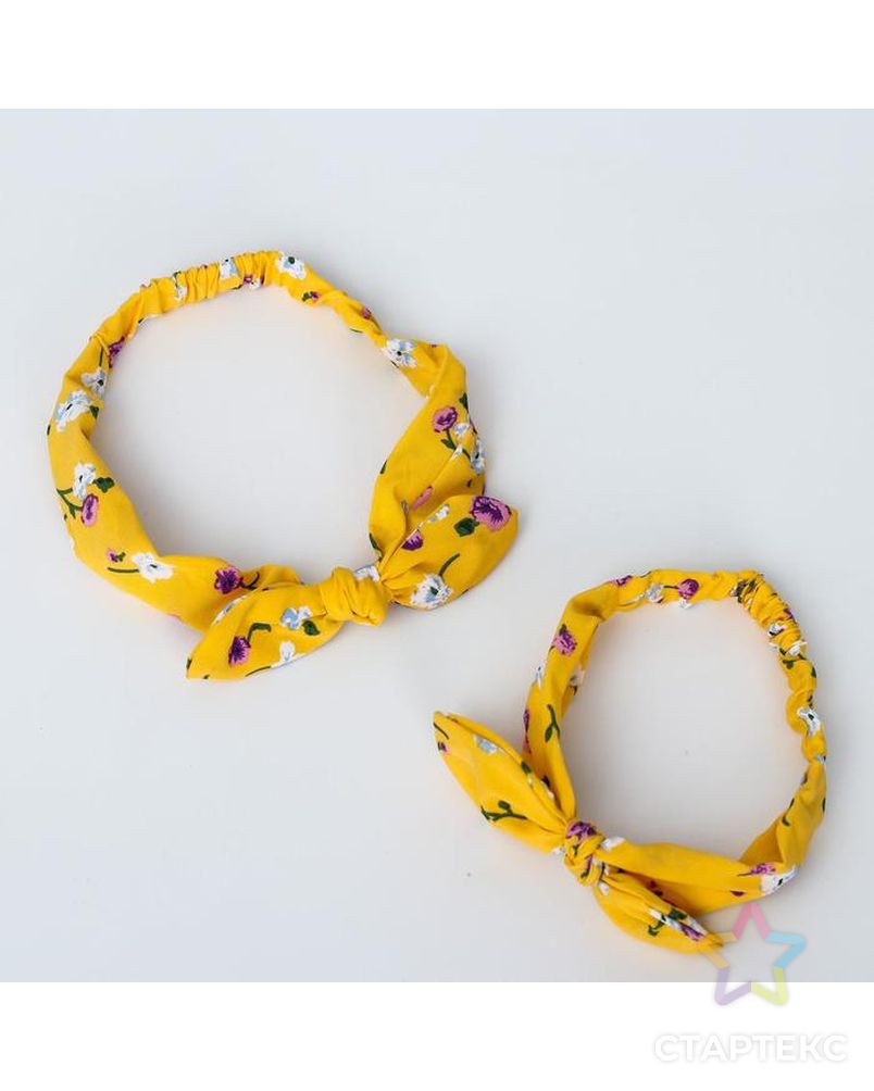 Набор повязок для мамы и дочки, желтые с цветами арт. СМЛ-121781-1-СМЛ0005078200 2
