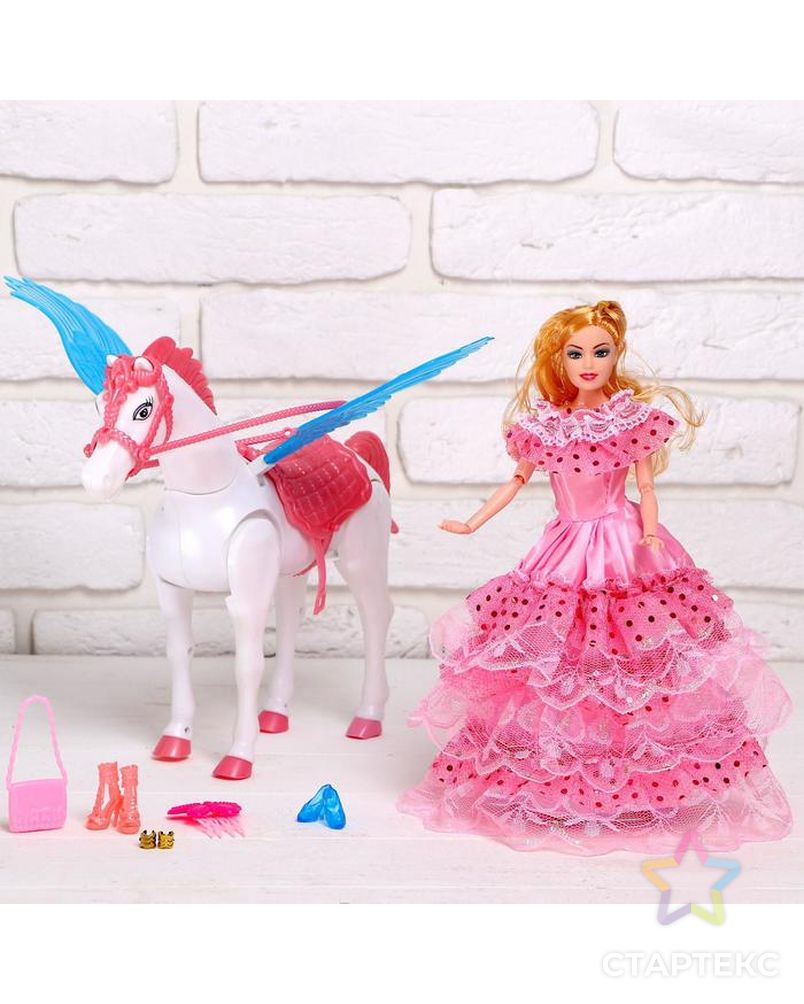 Лошадь для кукол, с куклой, ходит арт. СМЛ-122160-1-СМЛ0005078253 2