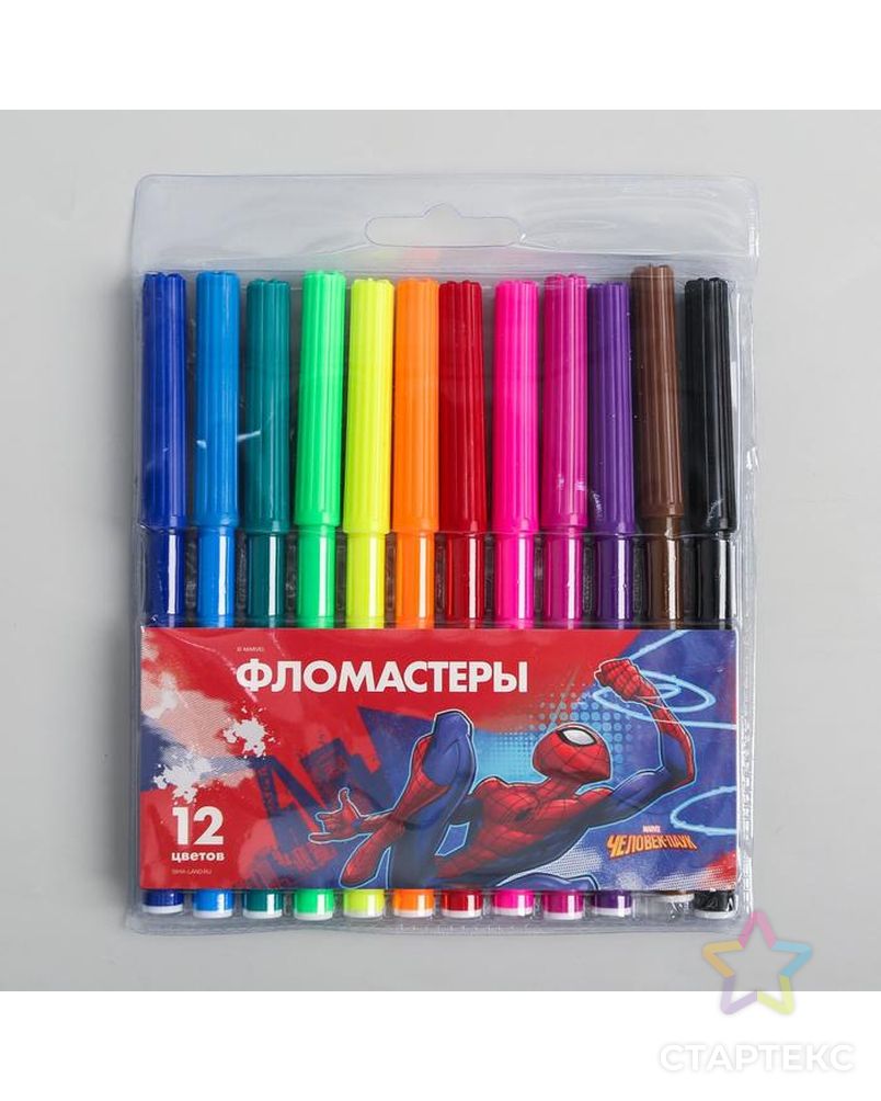 Фломастеры, 12 цветов, Человек-паук арт. СМЛ-198221-1-СМЛ0005079676 1