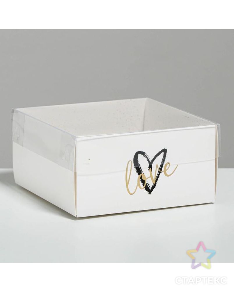 Коробка для кондитерских изделий с PVC крышкой Love, 12 х 6 х 11,5 см арт. СМЛ-91610-1-СМЛ0005080464 1