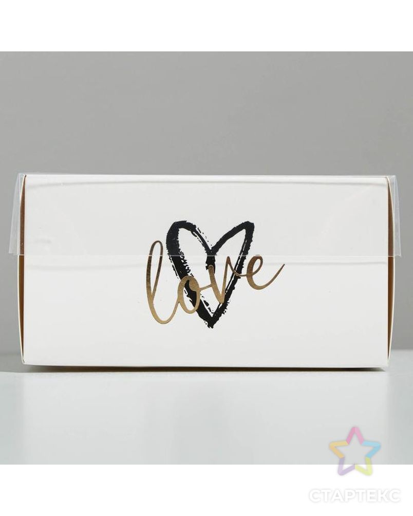 Коробка для кондитерских изделий с PVC крышкой Love, 12 х 6 х 11,5 см арт. СМЛ-91610-1-СМЛ0005080464 2