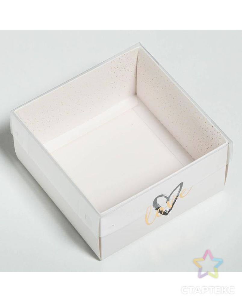 Коробка для кондитерских изделий с PVC крышкой Love, 12 х 6 х 11,5 см арт. СМЛ-91610-1-СМЛ0005080464 3