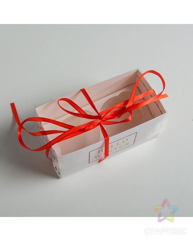 Коробка для капкейка Hello winter, 16 х 16 х 7,5 см арт. СМЛ-107501-2-СМЛ0005080485