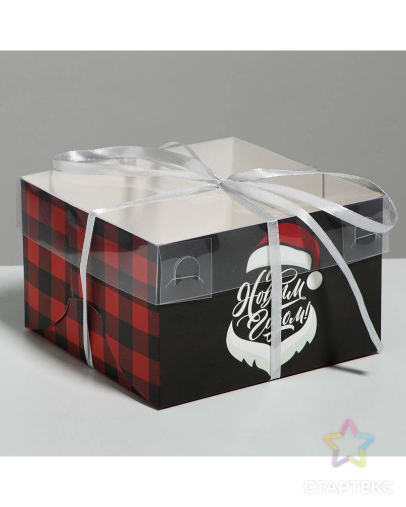 Коробка для капкейка «С Новым Годом!», 16 × 16 × 10 см арт. СМЛ-101658-1-СМЛ0005080521 1