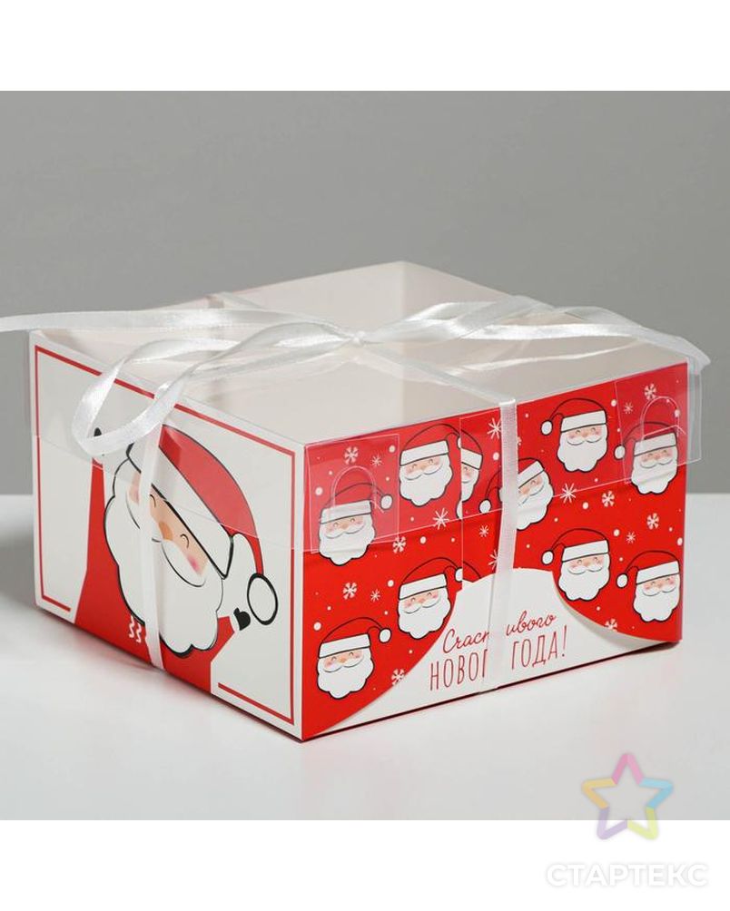 Коробка для капкейка «Счастливого нового года!», 16 × 16 × 10 см арт. СМЛ-101619-1-СМЛ0005080523 1