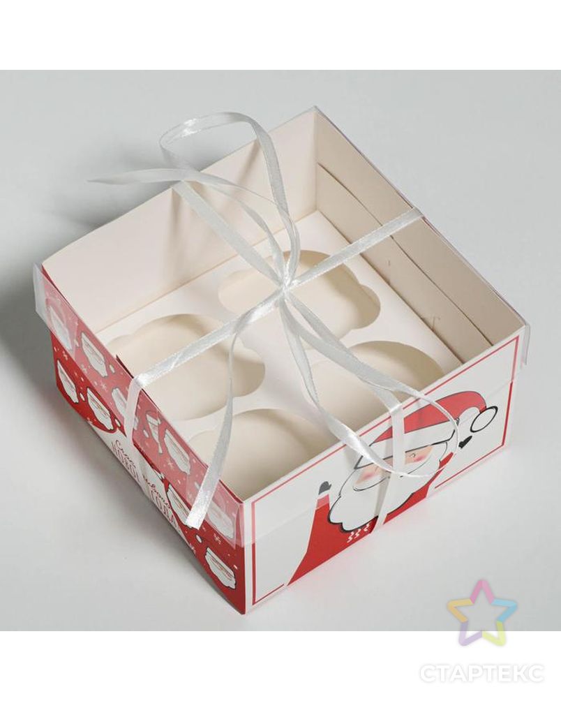 Коробка для капкейка «Счастливого нового года!», 16 × 16 × 10 см арт. СМЛ-101619-1-СМЛ0005080523 5