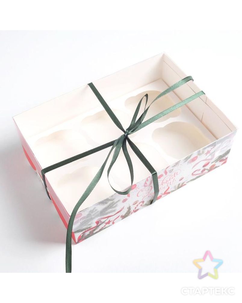 Коробка для капкейка «С Новым Годом!», 23 × 16 × 7.5 см арт. СМЛ-101661-1-СМЛ0005080537 3