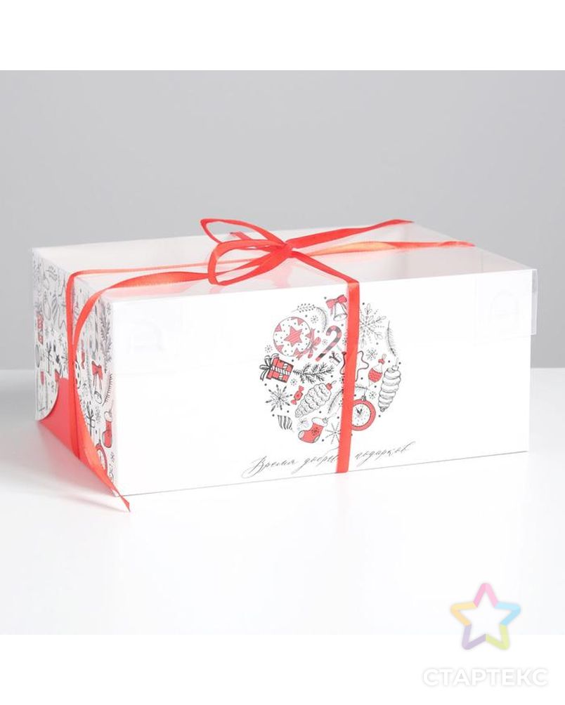 Коробка для капкейка «Время добрых подарков», 23 × 16 × 10 см арт. СМЛ-101620-1-СМЛ0005080538 1