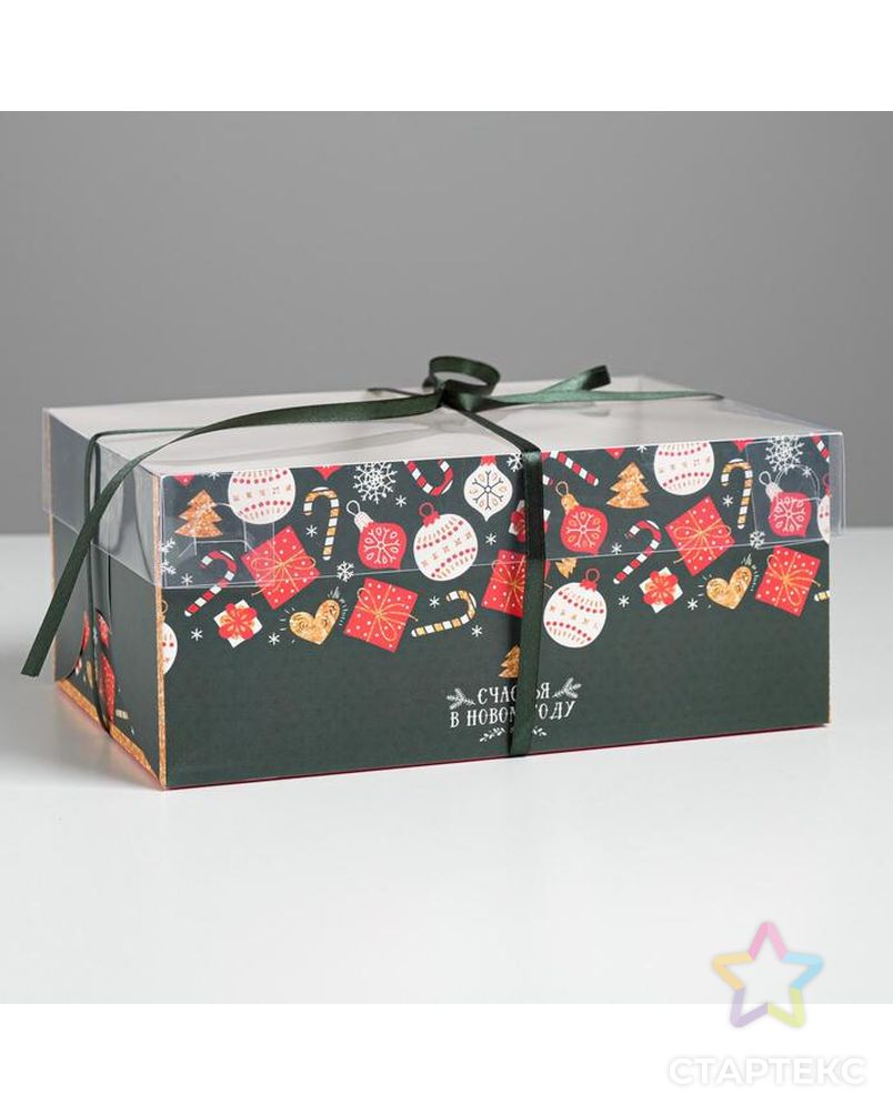Коробка для капкейка «Счастья в Новом Году», 16 × 8 × 10 см арт. СМЛ-101621-2-СМЛ0005080540 1