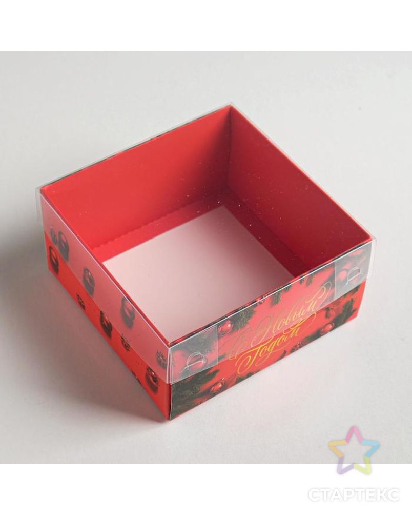 Коробка для кондитерских изделий с PVC крышкой «С Новым Годом!», 12 х 6 х 11,5 см арт. СМЛ-92476-1-СМЛ0005084113 3